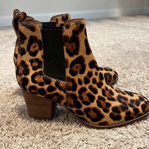Madewell Reagan Leopard Calf Hair Ankle Boots Size 10 – Block Heel